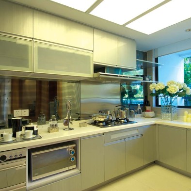 现代风格小型8平米小面积别墅厨房米黄橱柜装修效果图欣赏图片
