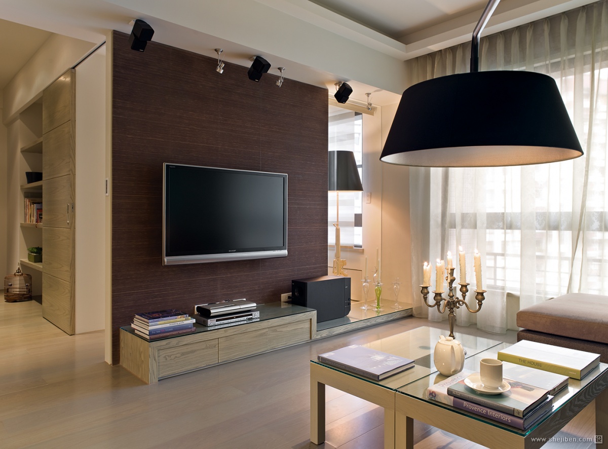 简欧风情客厅镂空隔断电视墙设计图 – 设计本装修效果图