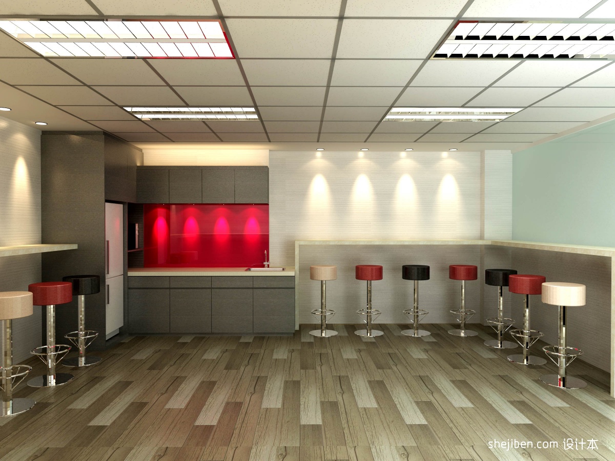 现代公司办公室茶水间洽谈室休闲区3D模型下载_id:249546_牛模网