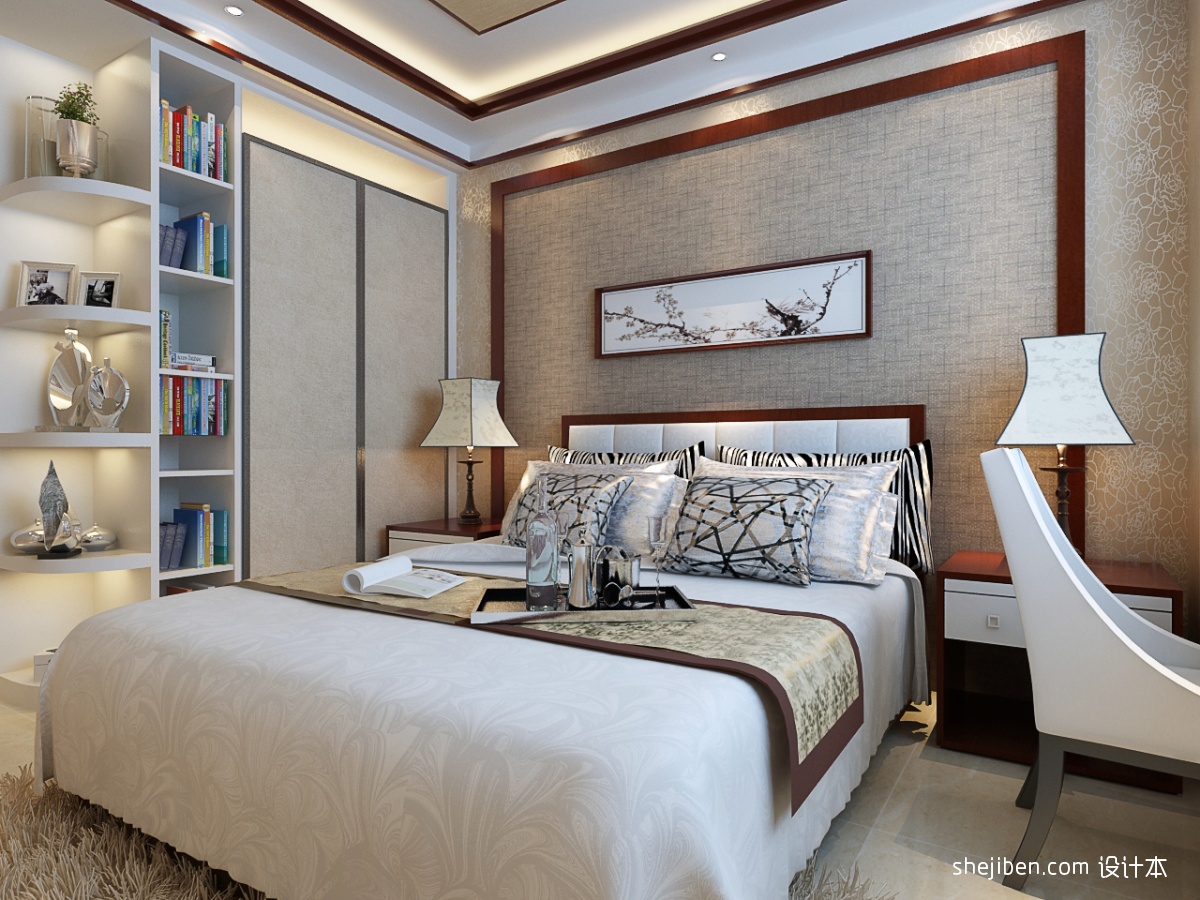 美式卧室镂空隔断效果图 – 设计本装修效果图