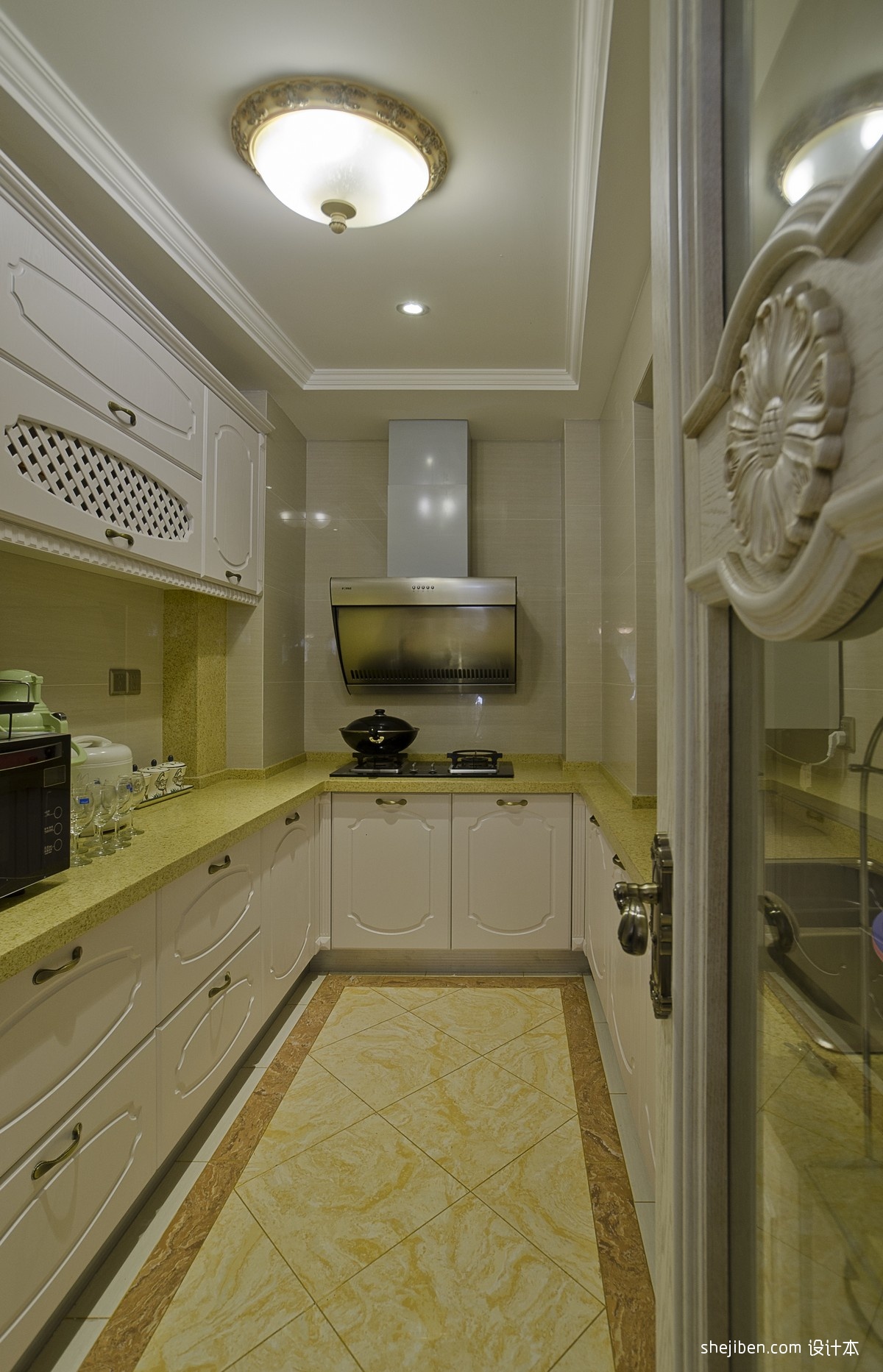 高端美式设计厨房U型橱柜效果图大全_齐家网装修效果图