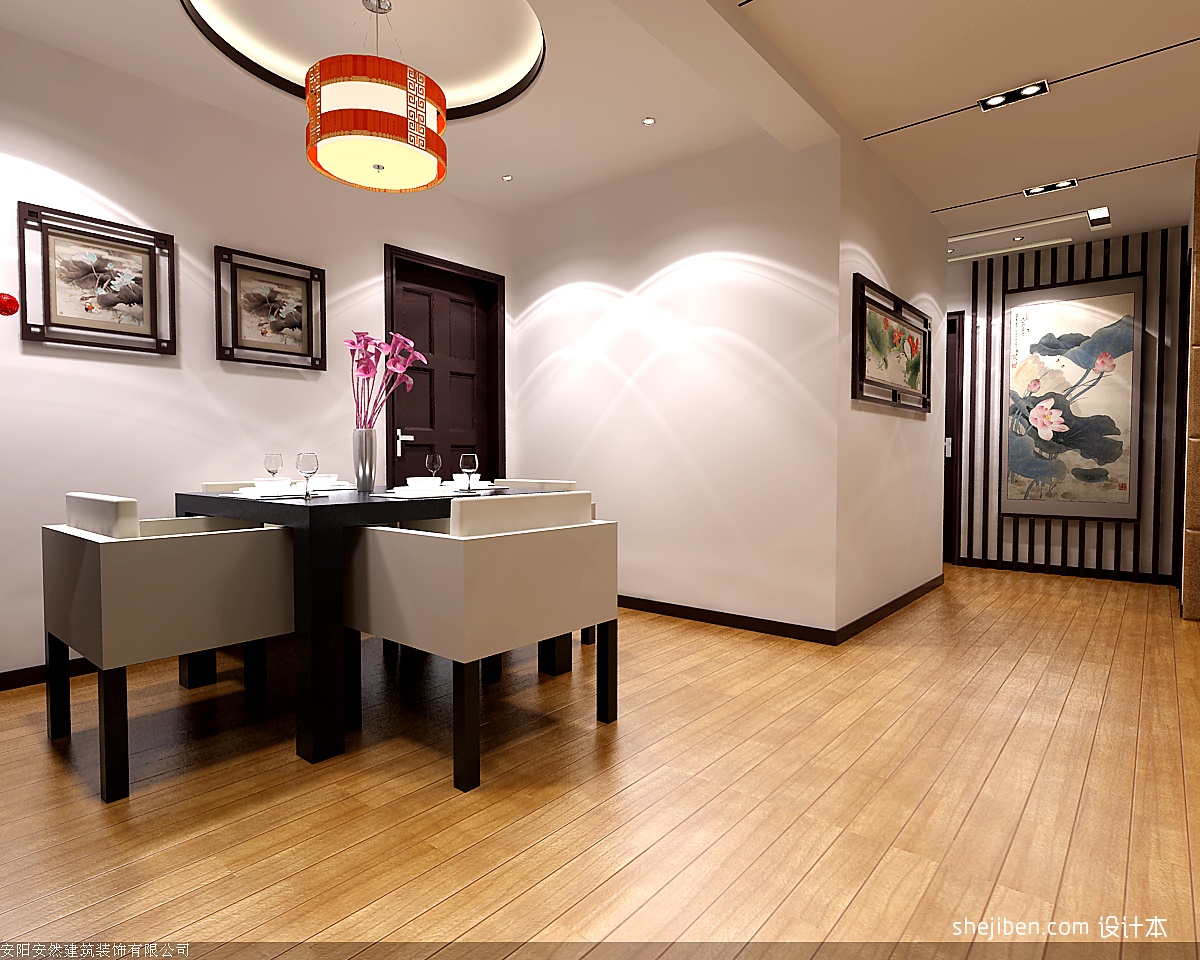 中式客厅橡木地板装修效果图 – 设计本装修效果图