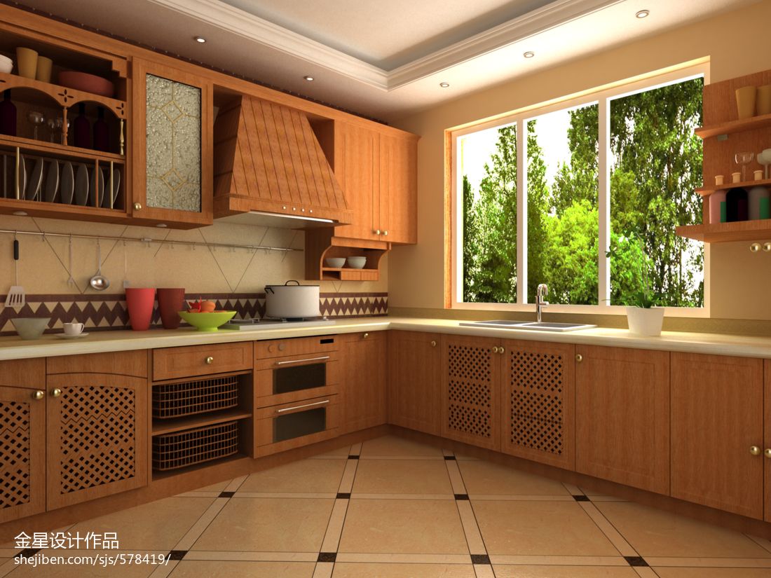 自己作品现代厨房橱柜装修设计效果图