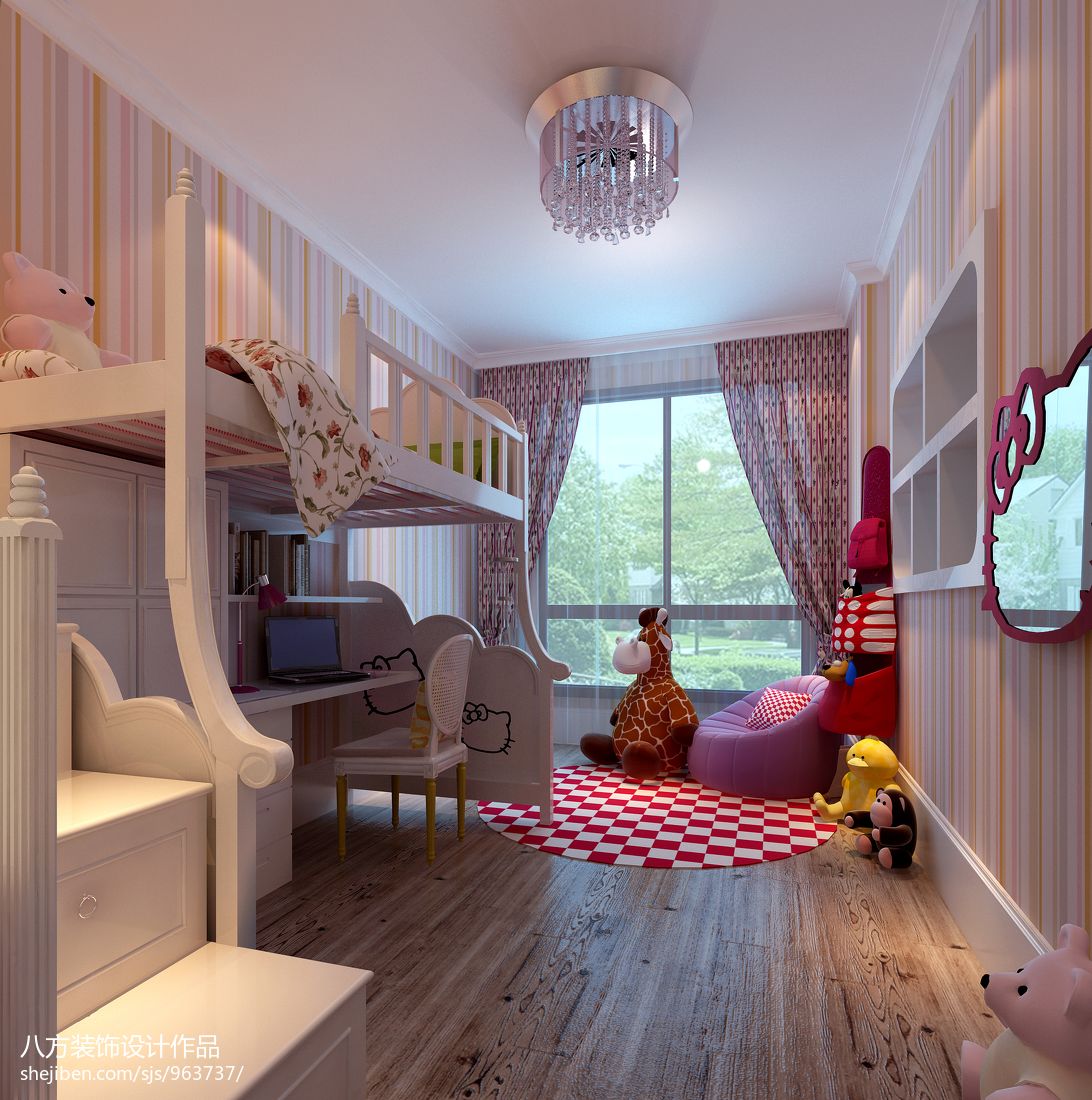 美式儿童房 - 设计效果图-建E室内设计网