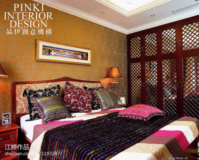 阿拉伯风格卧室时尚客厅卧室隔断墙装修设计效