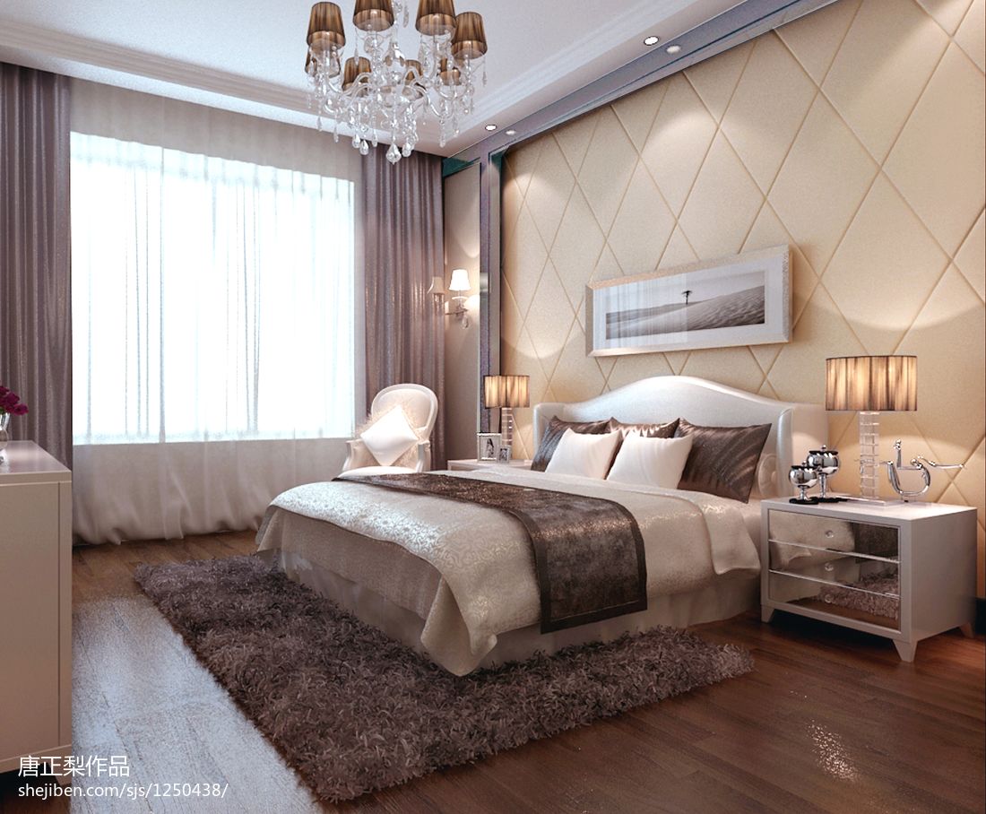 北欧设计卧室床头软包背景墙图片 - 58装修效果图
