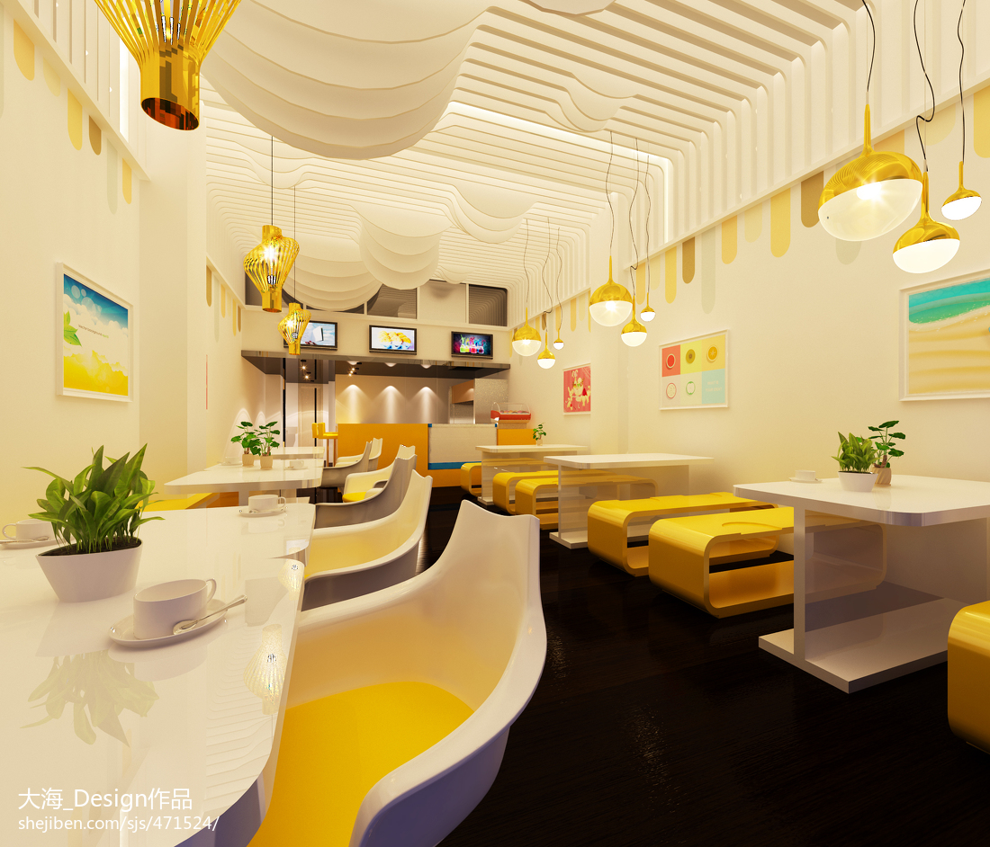 奶茶店设计室内设计装修设计3D效果图设计空间设计店铺设计-公装设计-猪八戒网