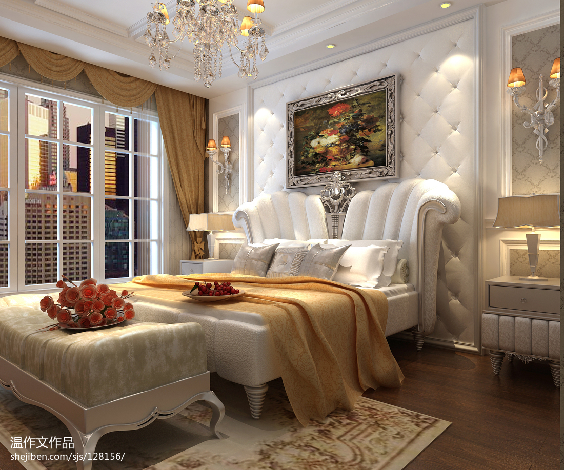 欧式风格豪华高主卧室软包床头背景墙装修效果图片 – 设计本装修效果图