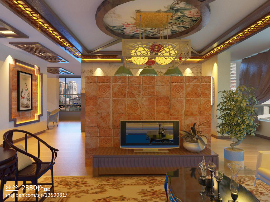 东湖现代风小型客厅墙贴瓷砖装修效果图 – 设计本装修效果图