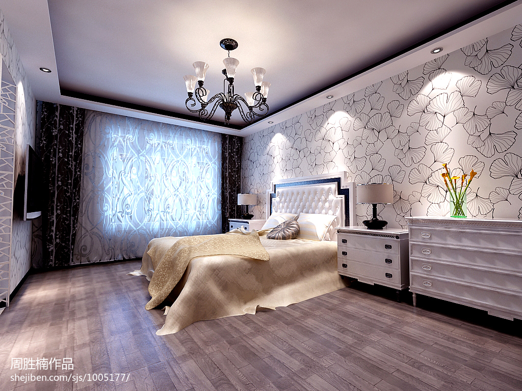 欧式温馨卧室壁纸装修效果图大全2014图片 – 设计本装修效果图