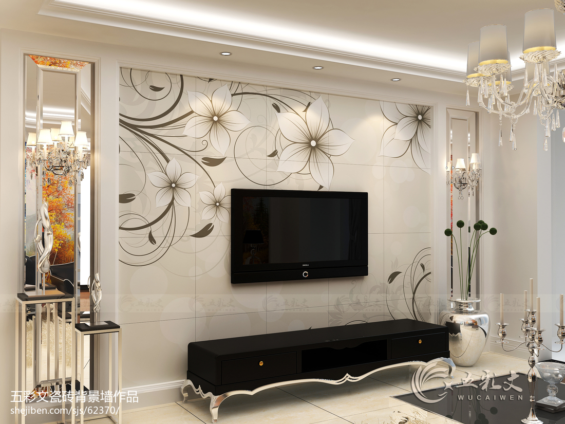 欧式豪华家居客厅满贴墙砖装修效果图_设计456装修效果图