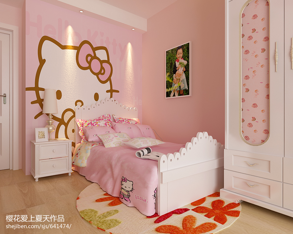 欧式儿童卧室手绘床头背景墙图片 – 设计本装修效果图