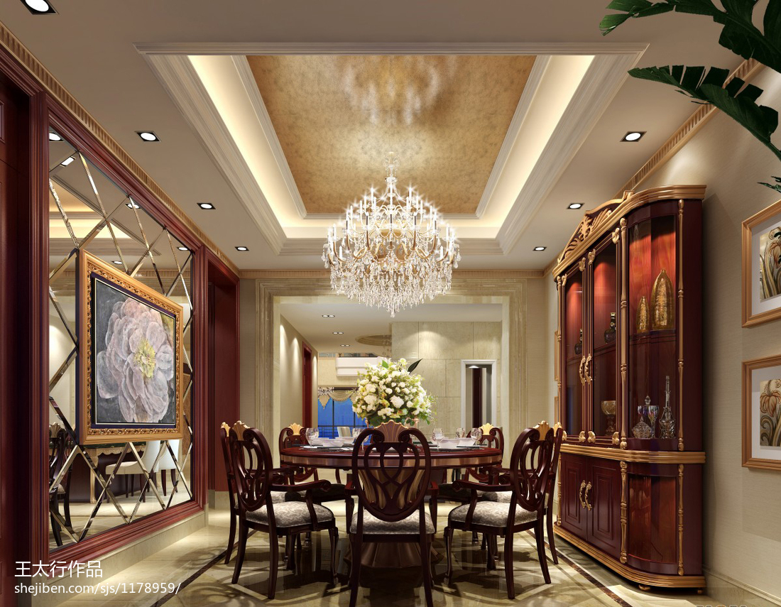 古典欧式风格客餐厅|空间|室内设计|飞凤视觉表现 - 原创作品 - 站酷 (ZCOOL)