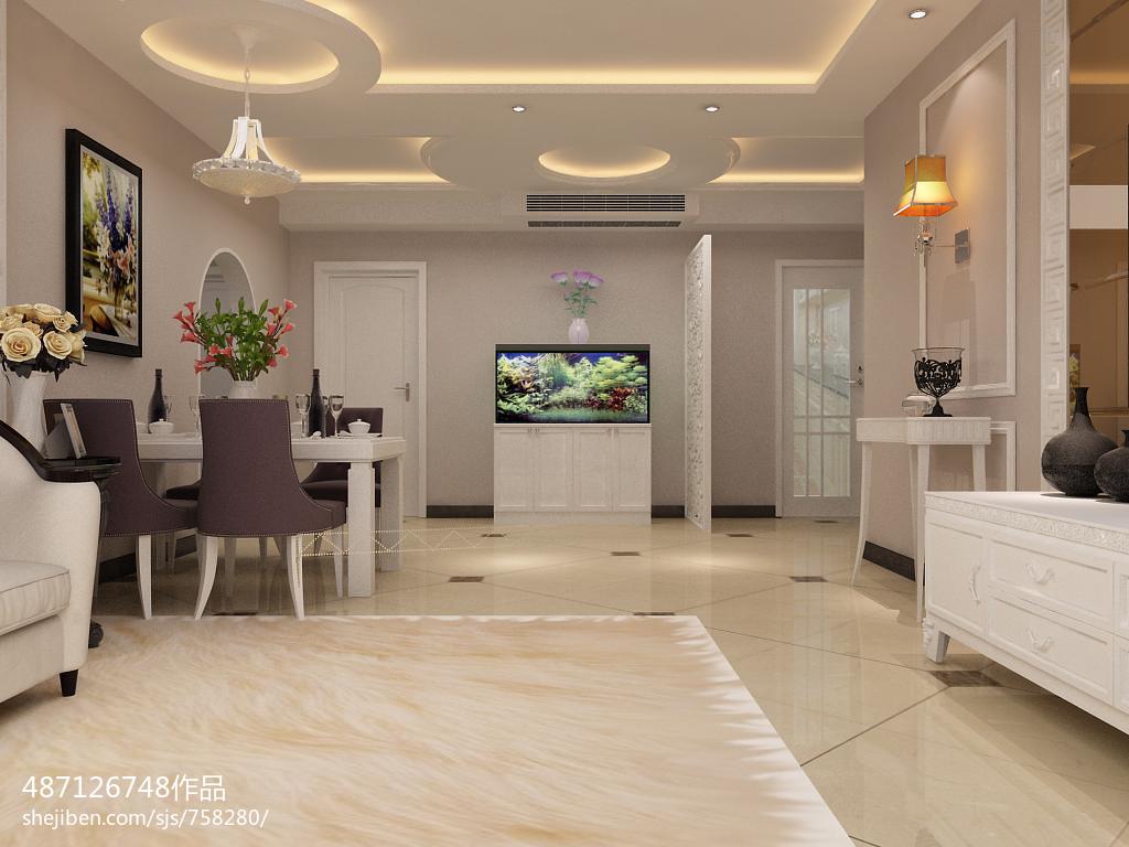 新中式玄关、客厅、餐厅、卧室-建e室内设计网-设计案例