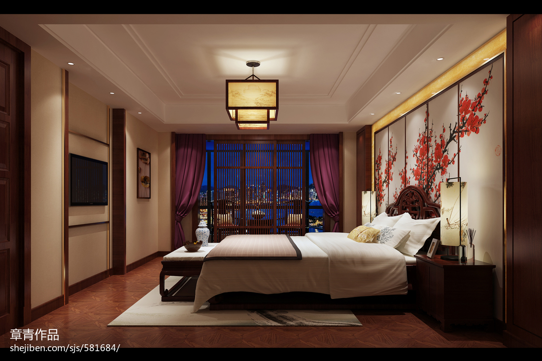 中式卧室壁画中式风格玄关壁画图片1