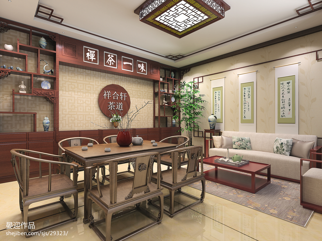 中式美学 · 茶艺空间|空间|室内设计|Zwxy - 原创作品 - 站酷 (ZCOOL)