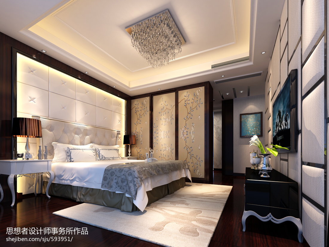 南京日光家园40平米现代简约客厅石膏线条边吊顶灯池电视柜板式设计 – 设计本装修效果图
