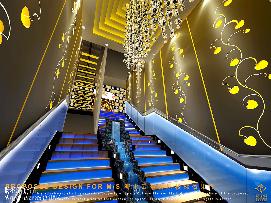 上海海上云亭KTV_混搭风楼梯LED背景墙设计