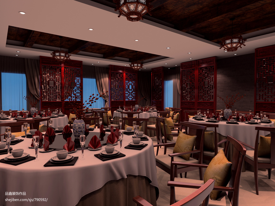 中式宴会厅装修效果图 – 设计本装修效果图