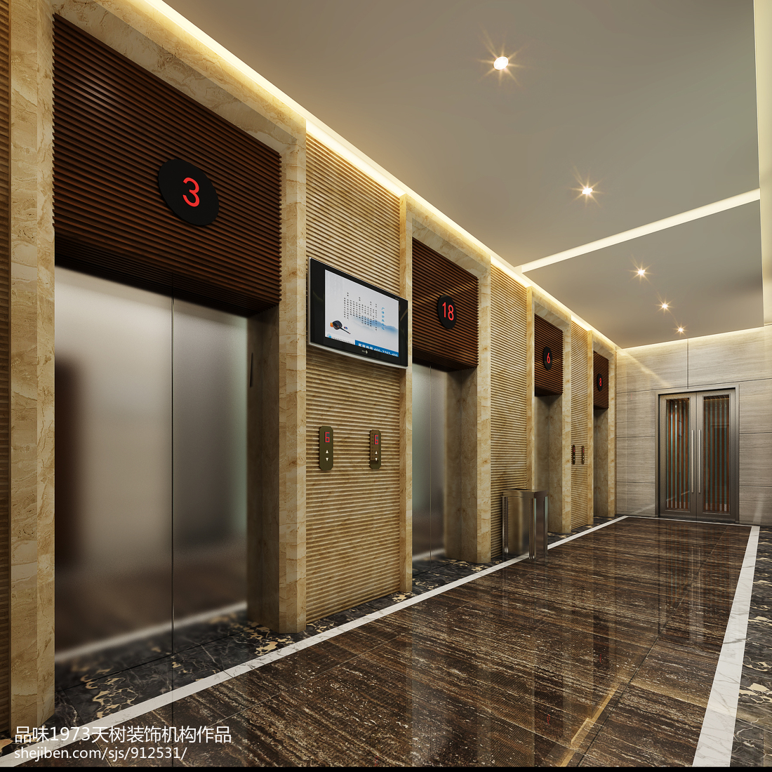 走廊电梯间效果图_合肥绚丽效果图有限公司-专业高效的效果图制作公司