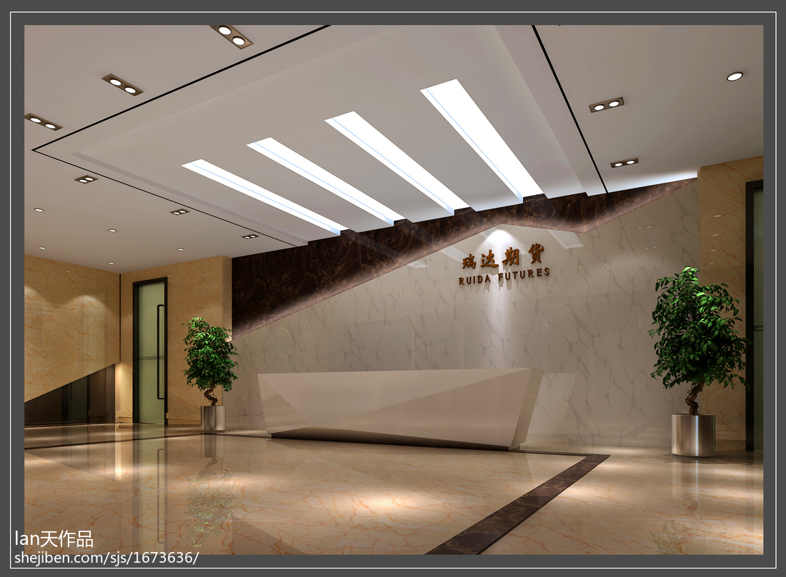 Z02-0621新中式酒店售楼处接待大厅前台 - 草图大师模型