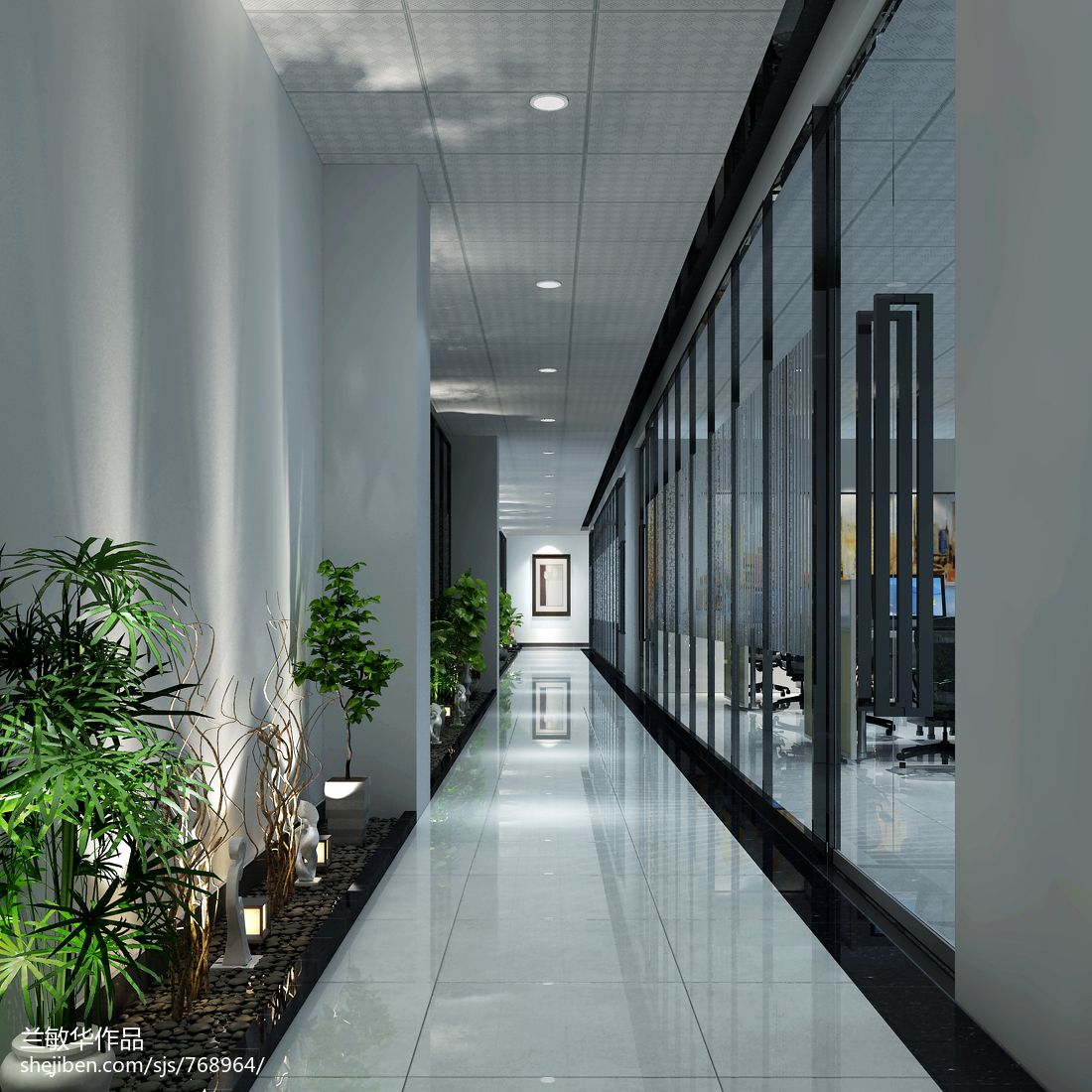 新中式走廊过道效果图 - 效果图交流区-建E室内设计网