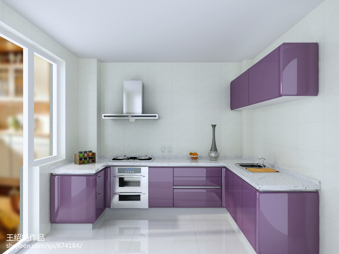 紫色现代式厨房_维意定制家具商城