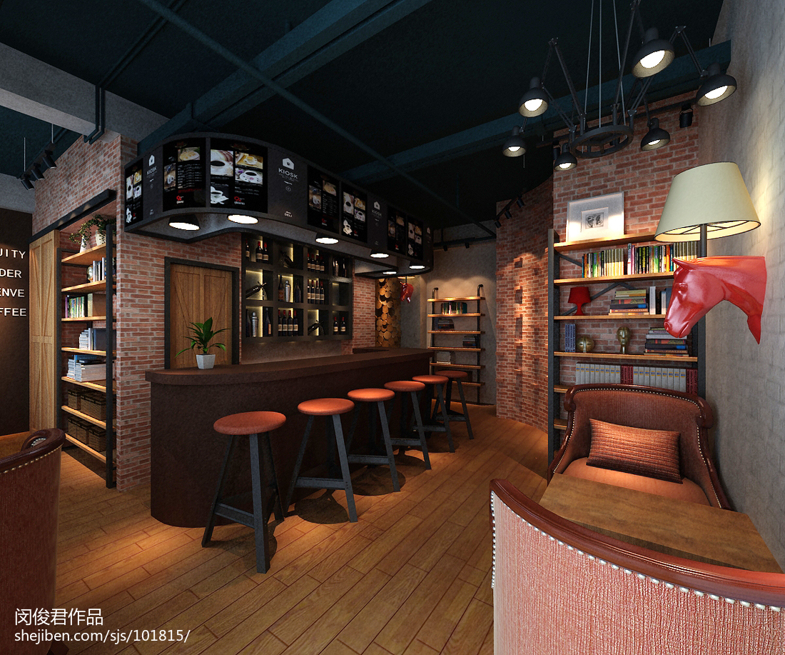 LOFT咖啡厅3D效果图|空间|家装设计|WZdsy311 - 原创作品 - 站酷 (ZCOOL)