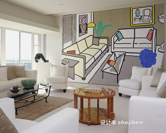 波普艺术风格设计客厅效果图 – 设计本装修效果图
