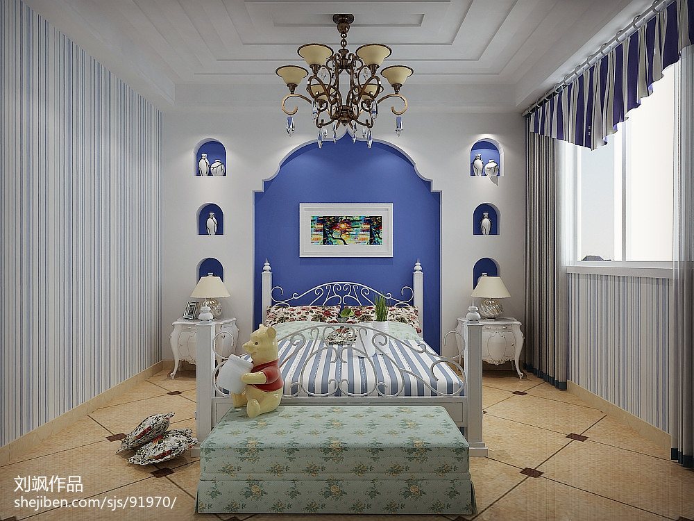 地中海风格卧室布置效果图 – 设计本装修效果图