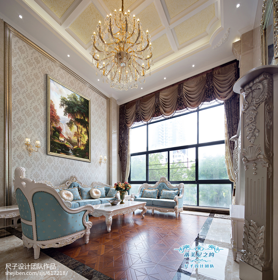 现代复式楼客厅窗帘设计 – 设计本装修效果图
