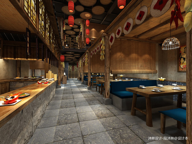餐饮空间200平米装修案例_效果图 太原餐饮设计|农家餐厅设计|饭店