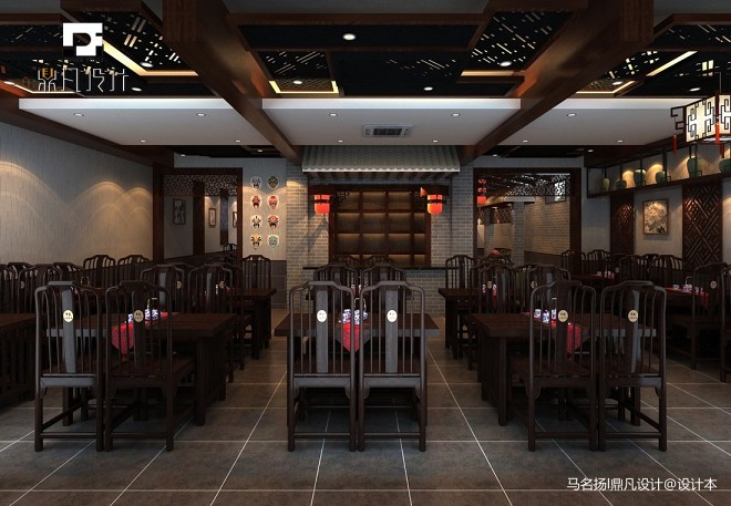 30万元餐饮空间200平米装修案例_效果图 - 中式餐厅
