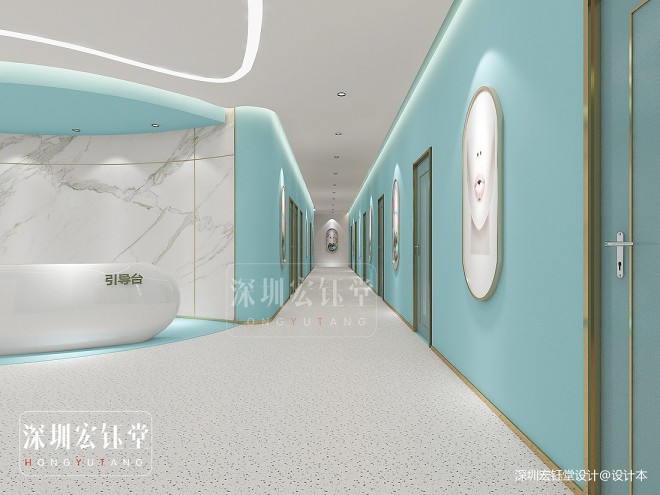 郑州专业医美设计公司-佑尔美整形医院走廊装修设计方案效果图