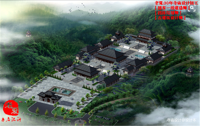 300万元建筑景观500平米装修案例_效果图 - 寺庙设计平面图效果图