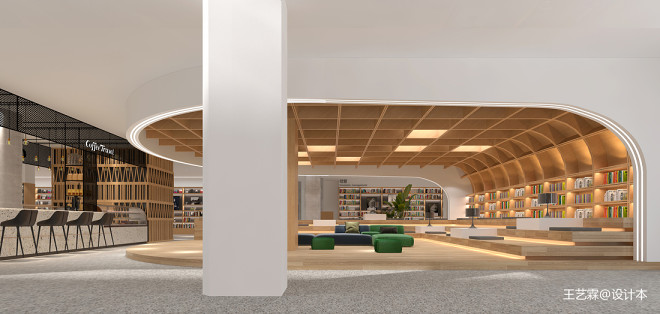 教育机构1200平米装修案例_效果图 - 图书馆 - 设计本