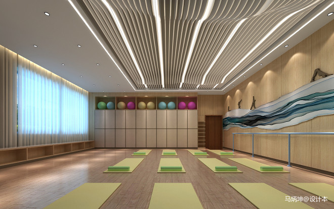 18万元运动空间70平米装修案例_效果图 单位瑜伽活动室 设计本