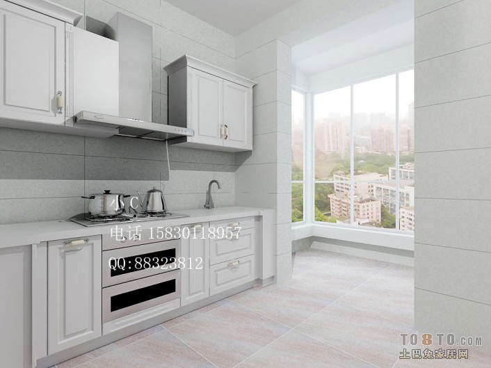 白色欧式橱柜装修厨房人屏互动厨房图片5