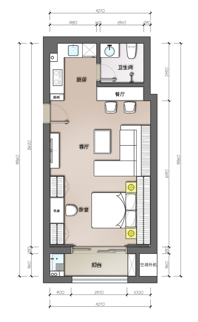 江西宜春单身公寓-北欧风情-装修设计效果图-范鹏设计
