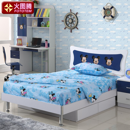 火图腾儿童家具套房组合儿童床男孩蓝色单人床