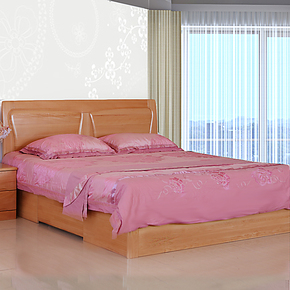 光明 实木床 双人床 床架 古典家具 榉木床