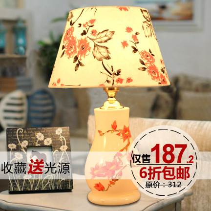 中式台灯 陶瓷绘画艺术床头灯创意灯 客厅卧室