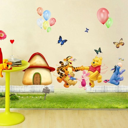 超大维尼 幼儿园可移除墙贴纸儿童卧室自粘墙