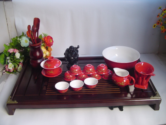 陶瓷 红瓷 茶具 套装 功夫茶具 普洱茶具 礼品瓷