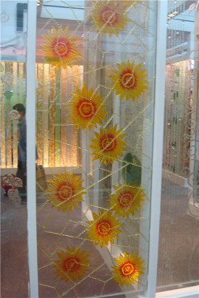 上海 艺术/上海博艺术玻璃隔断玄关屏风，鞋柜艺术玻璃，进门玄关<向日葵》