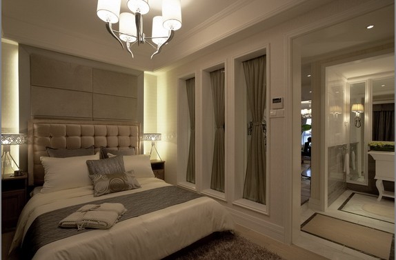 2017欧式风格高档奢华卧室灰色窗帘装修效果图片