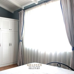 2017美式风格简单温馨卧室窗帘装修效果图片