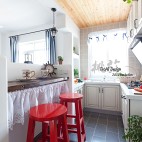 2013地中海风格条开放式狭长小面积4平米家居吧台厨房装修效果图片