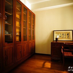 中式风格二居室时尚家居书房书柜装修效果图