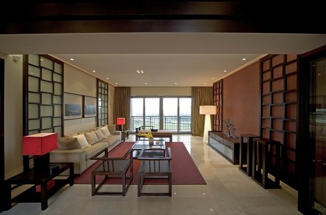 东南亚细长形客厅设计装修效果图